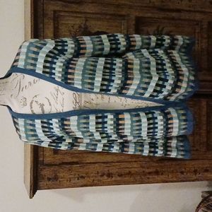 Open-Front Checked Cardigan